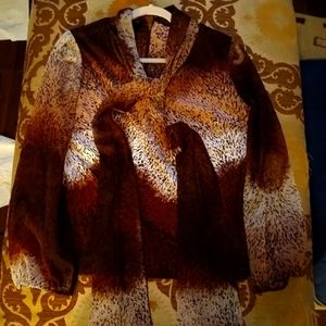 Women's multicolor bow animal skin blouse???